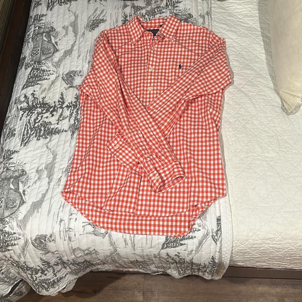 Orange long sleeve Polo Button Up